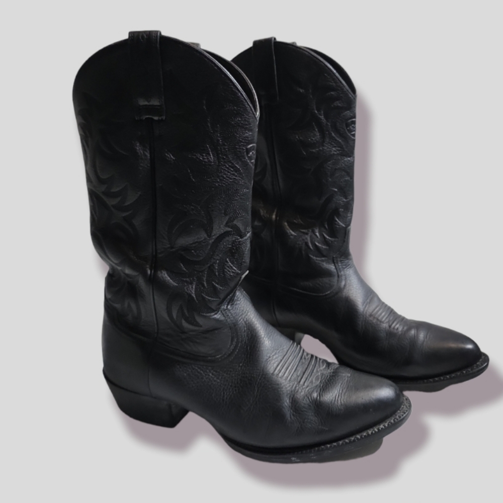 ARIAT Black Western Cowboy Leather Heel Boots 9EE